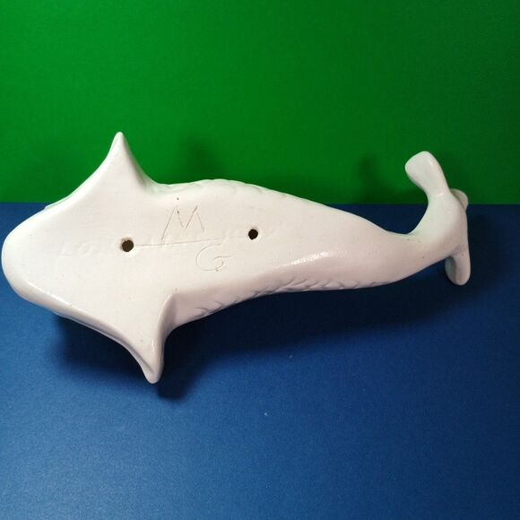 White Ceramic Koi Fish Planter Vase Asian Coastal Decor MCM Style 10" - Picture 9 of 12